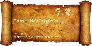 Tassy Mátyás névjegykártya
