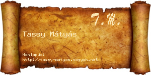 Tassy Mátyás névjegykártya